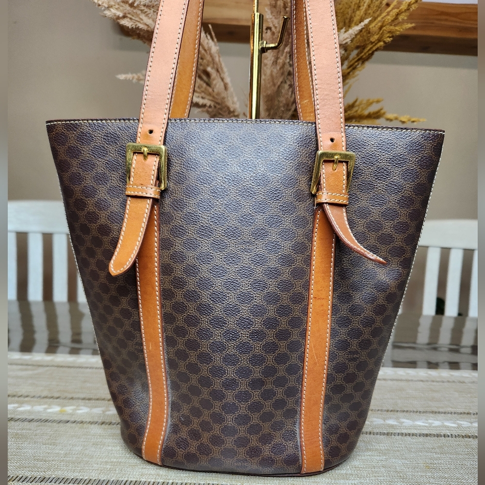 Céline CELINE vintage Macadam bucket bag Triomphe logo Brown - Picture 4 of 9